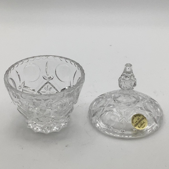 Vintage Leonard Handmade Lead Crystal Covered Sugar, Creamer and Tray Set - Picture 6 of 16